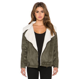 Somedays Lovin Olive Sherpa Suede Coat S